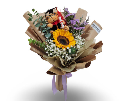 Sunny Meadows with graduation bear - Flowerplus.Co