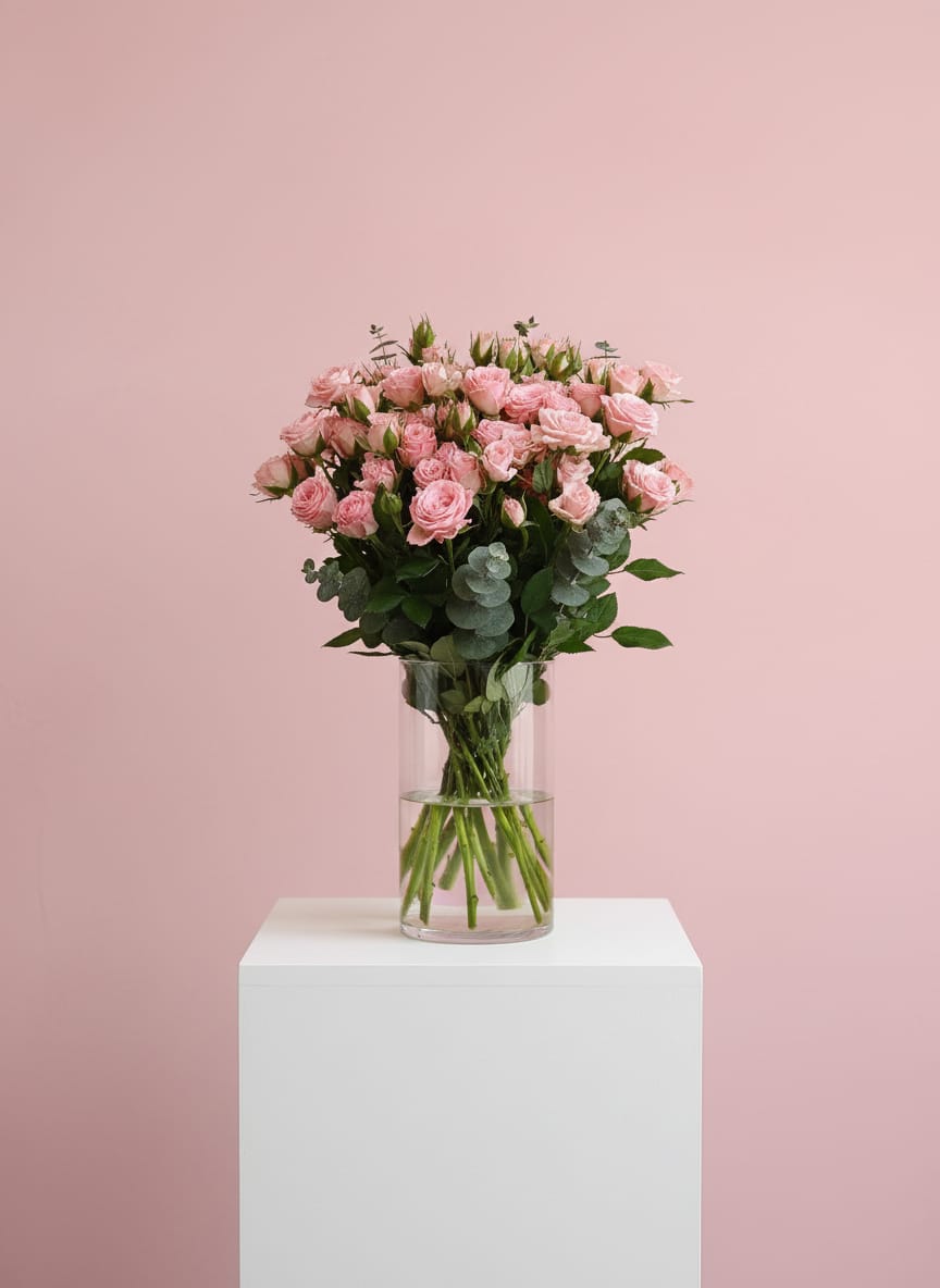 Blushing Elegance - vase floral arrangements