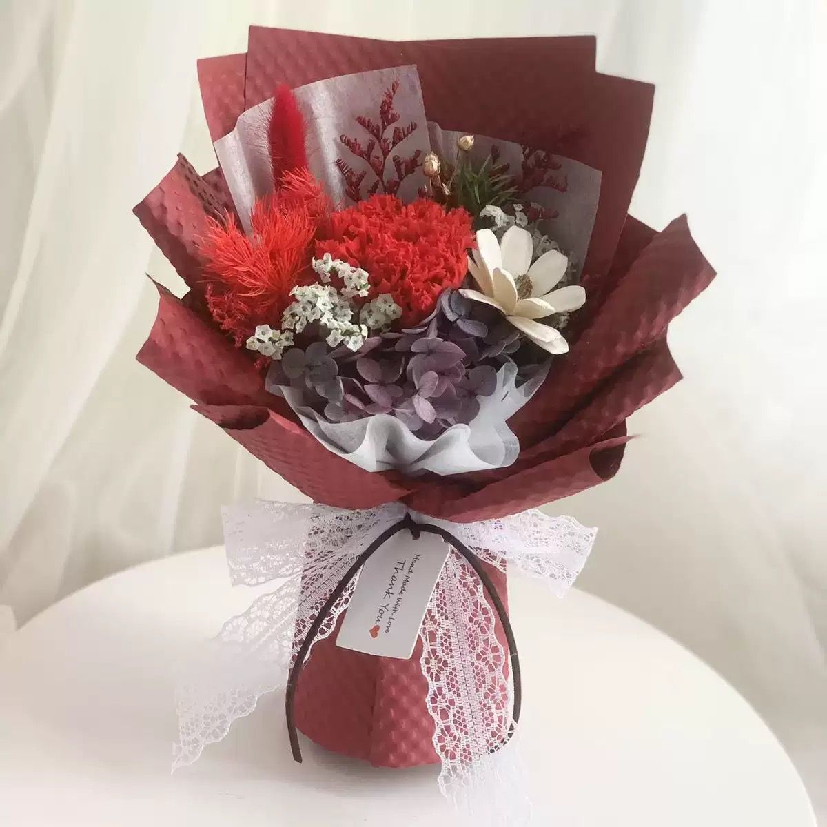 Eternal Blossoms Preserved Red Carnation Bouquet.