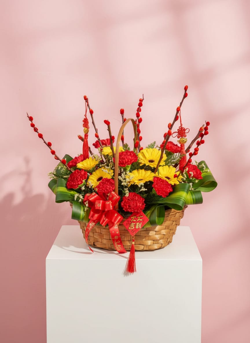 鸿运花开 Fortune Blossom – Basket Flower Arrangements