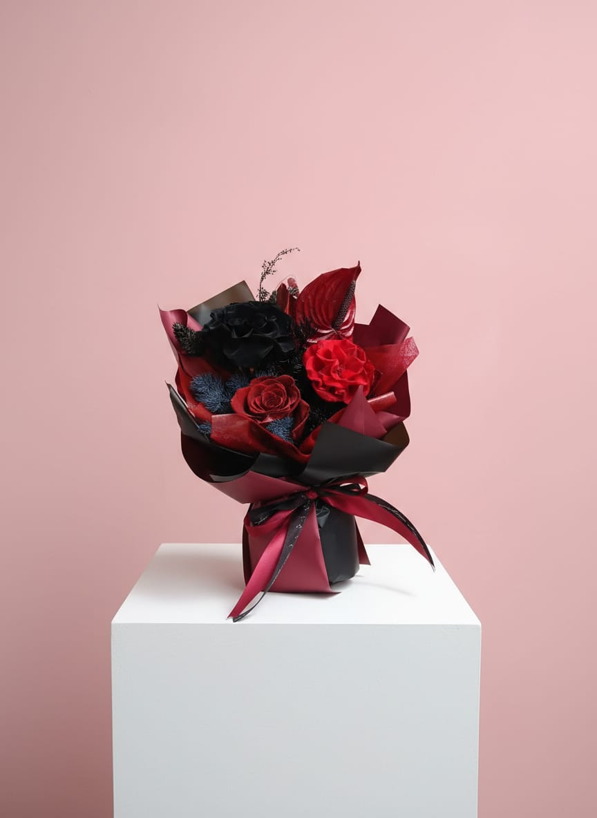 Forever In Bloom red and black (Preserved Flowers) - Be My Valentine's