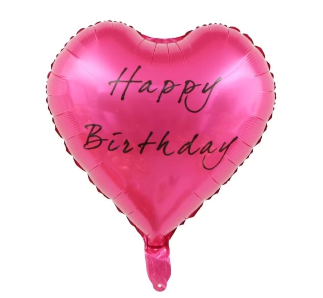 18" Heart Shape Shocking Pink Helium Balloon ( Happy Birthday ) - Flowerplus.Co