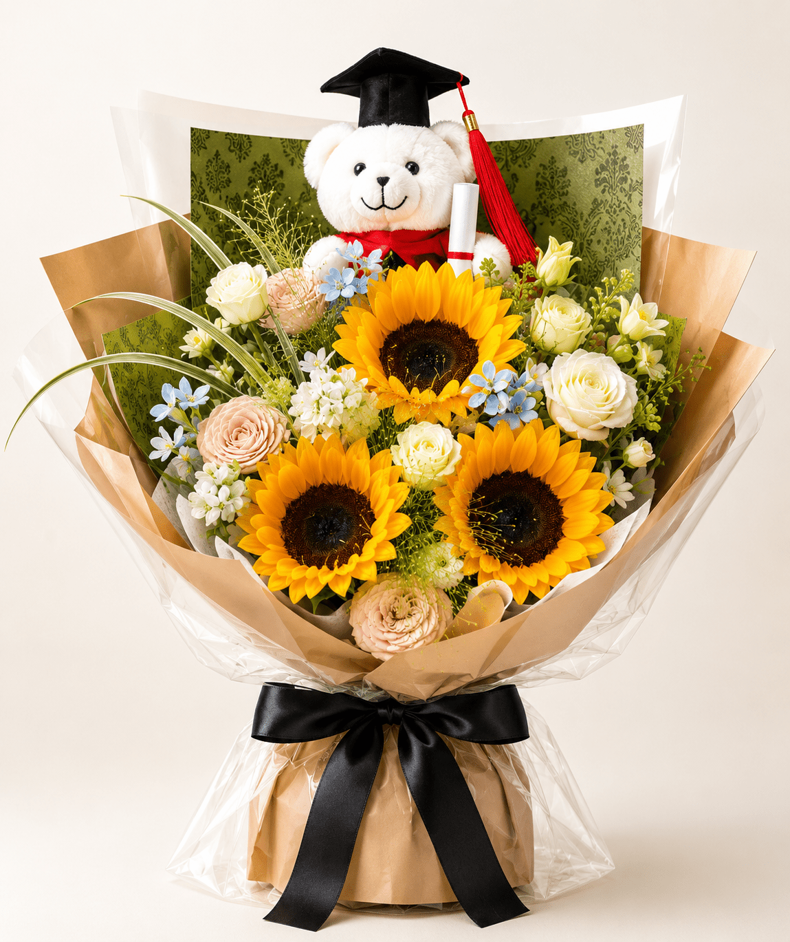 🎓 Sunflower Graduation Teddy Bouquet