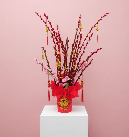 🍊🍊 银柳纳福 Ascending Prosperity Pussy Willows– Blooms Boxes Arrangements 🍍🍍