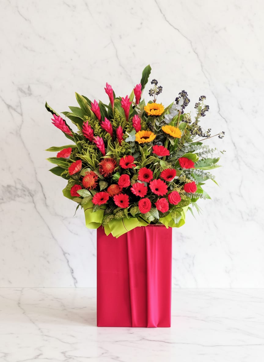 Crimson Success Opening Floral Stand