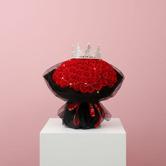 Crimson Devotion – 99 Preserved  Red Roses Bouquet - Be My Valentine's