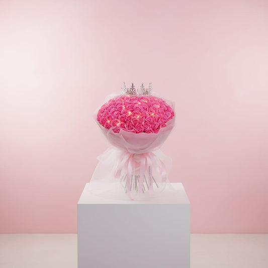 Crimson Devotion – 99 Preserved Pink Roses Bouquet - Be My Valentine's