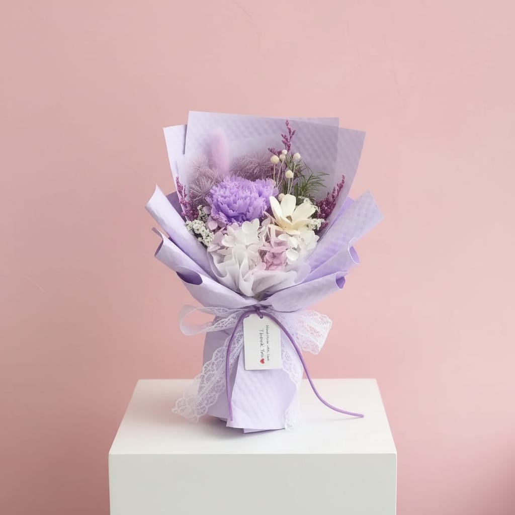 Eternal Blossoms Preserved lilac Carnation Bouquet