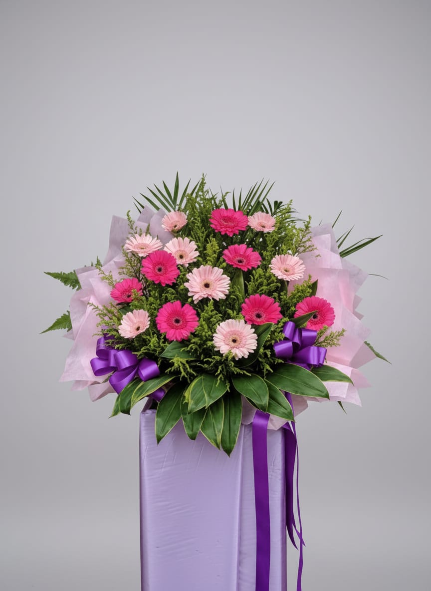 Shocking Pink w Pink Love ( Success Is Confirmed ) - Grand Opening Flowers