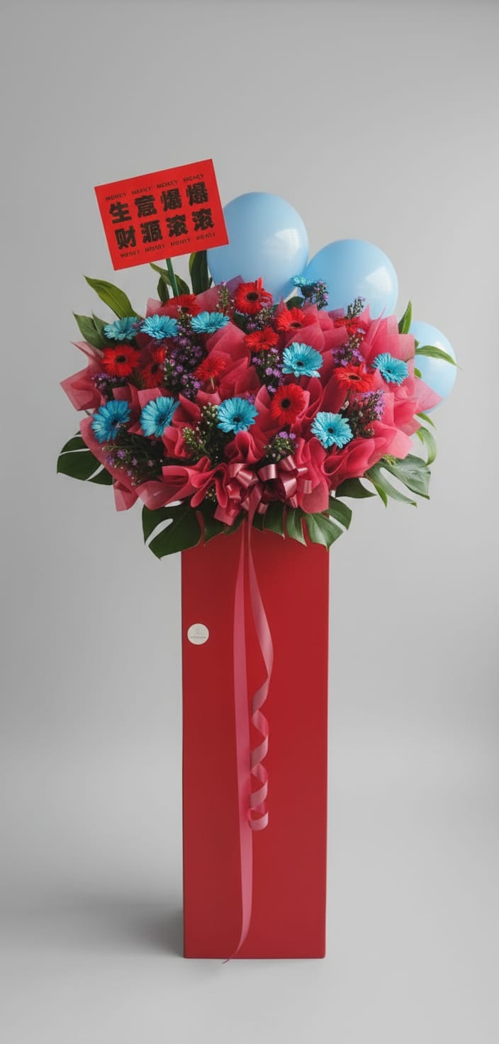 Fiery Passion Grand Opening Flowers ( Red & Blue )