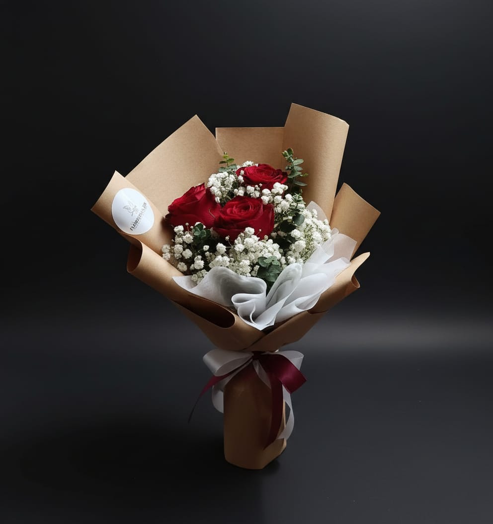 Ready made “ I Love You / 我爱你 ” — 3-Stalk Rose Bouquet